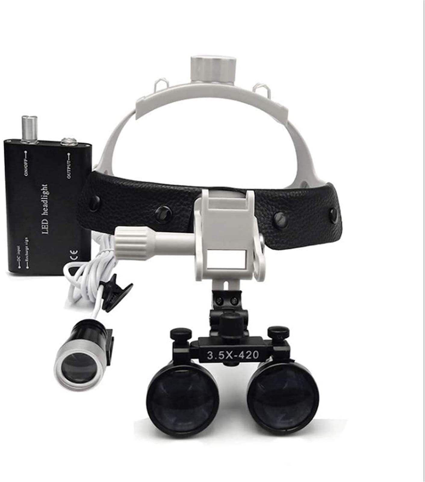 Magnifying Glass Headband Magnifier, Handheld Digital Magnifier, 3.5X Dental Medical Magnifier Headband Loupes Magnifying Glass with Headlights, Medical Magnifier for Stomatology, Gynecology, Cardiol