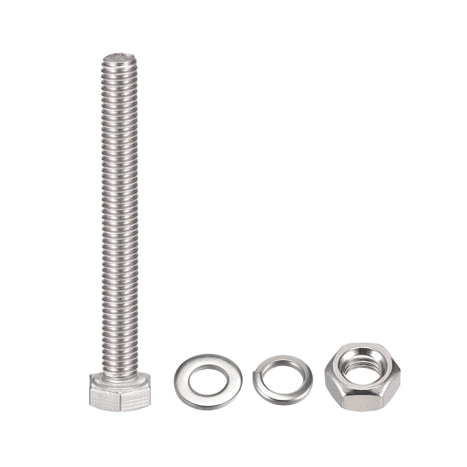 TOP-VIGOR 6Pcs M6 x 60mm Hex Head Screws Bolts, Nuts, Flat & Lock Washers Kits - Image 3