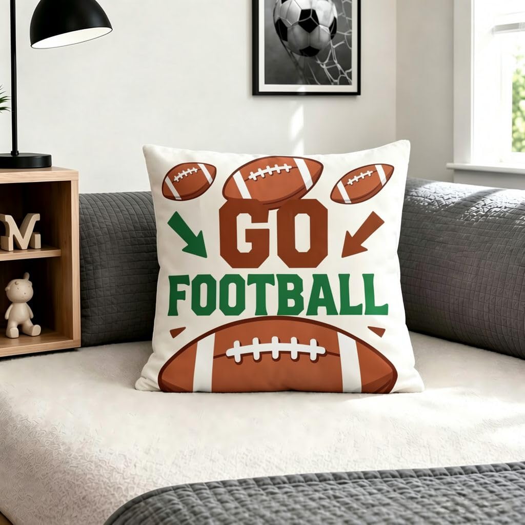Go Football Cartoon Rugby Throw Pillow Covers -12x12