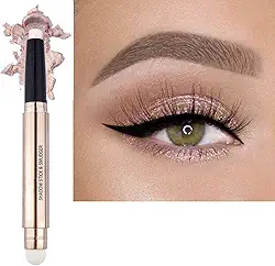 Bastão de sombra e pincel de maquiagem esponja, creme suave e cintilante, lápis de sombra à prova d'água de longa duração, bastão de marca-texto, maquiagem hipoalergênico, visual multidimensional