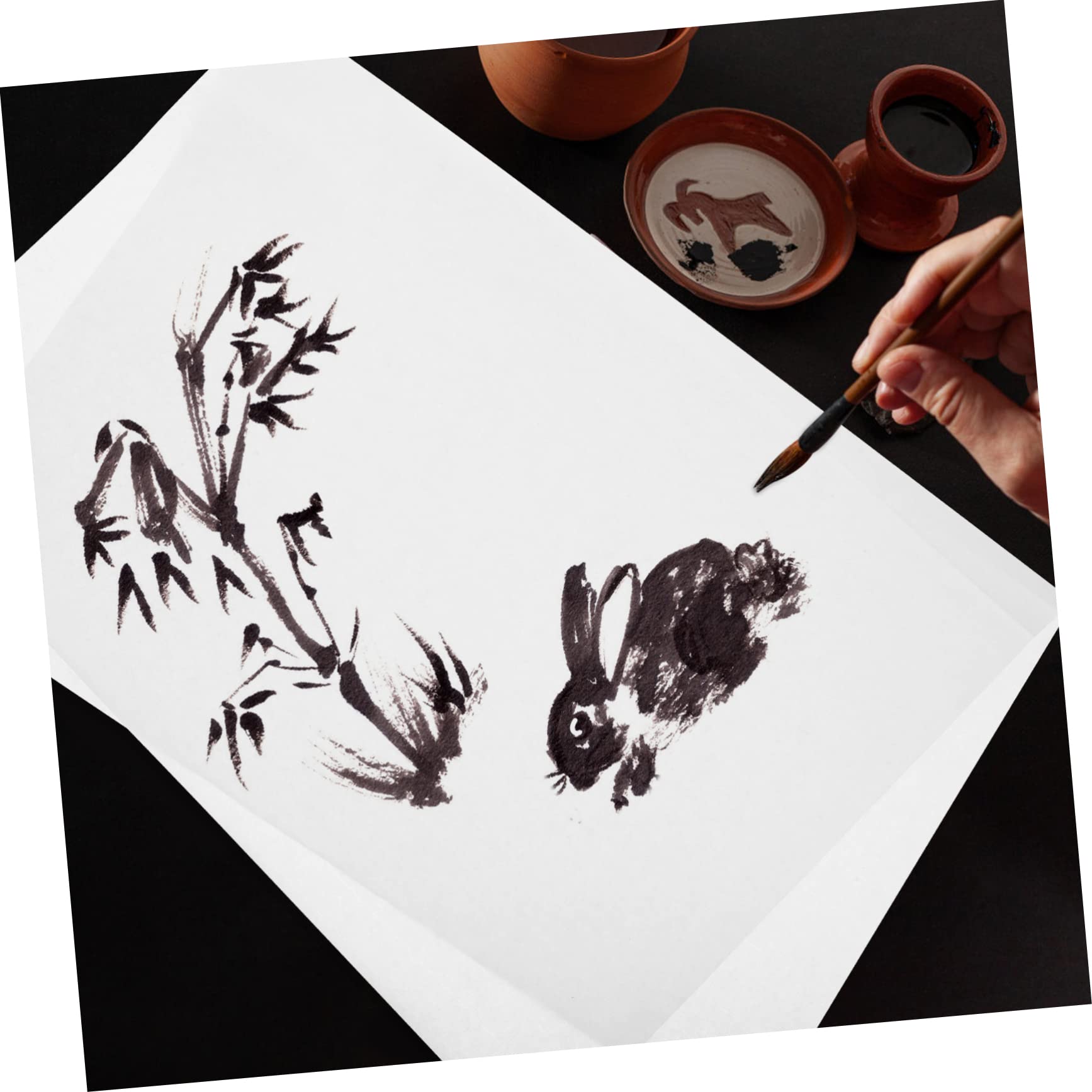 EXCEART Papier à Calligraphie Rectangulaire Blanc Multi-fonctionnel et Portable 100 Feuilles pour Aquarelle et Fournitures de Dessin Soi-même