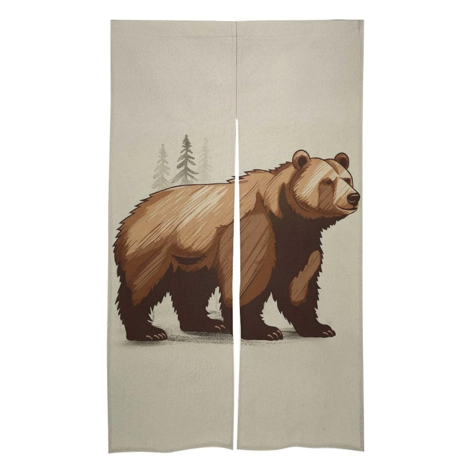 Rideaux occultants contre le froid de la porte de salle de bain isolant ours lin