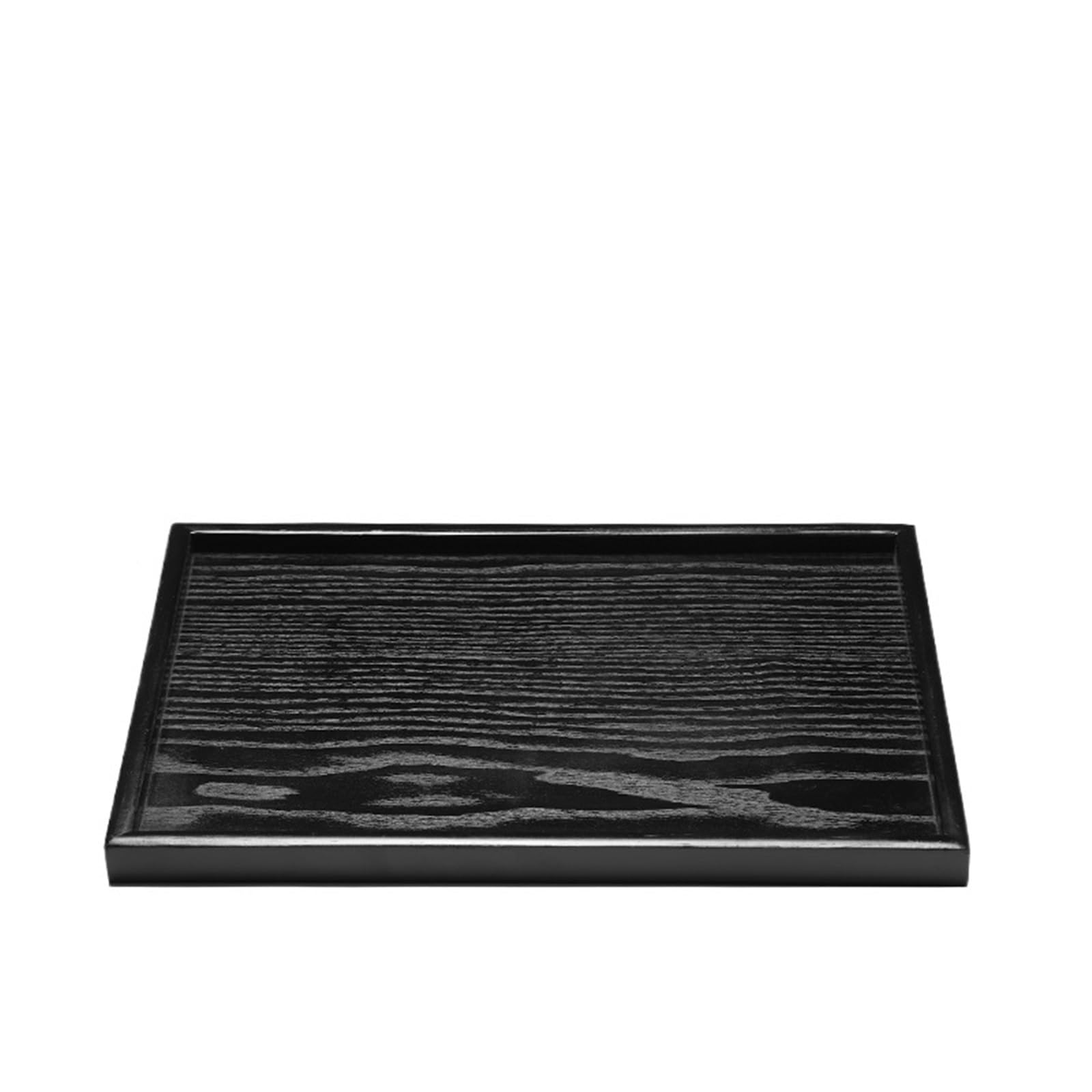 Vassoio da Portata in Legno massello Nero, Vassoio da tè, Piatto da Portata, Vassoio da Dessert per Il tè pomeridiano, Vassoio da tè retrò (Rotondo 30x30x2 cm)