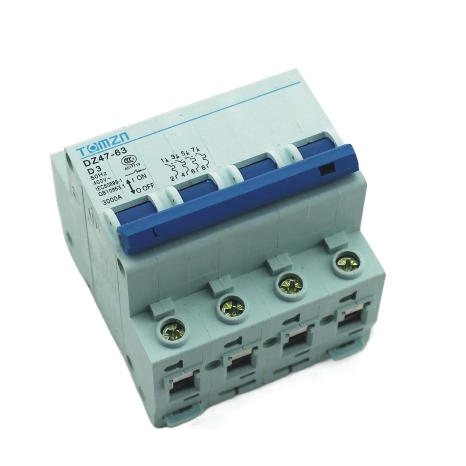 LHNBGTUIW 4P 3A D Type 240V/415V Circuit Breaker MCB 4 Poles