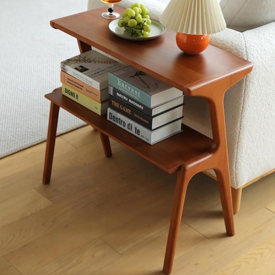 Solid Wood Console Table, Couch Table, Accent Sofa Table with Storage Shelf for Entryway, Hallway, Living Room, Bedroom, Office (Cherry)-image-13