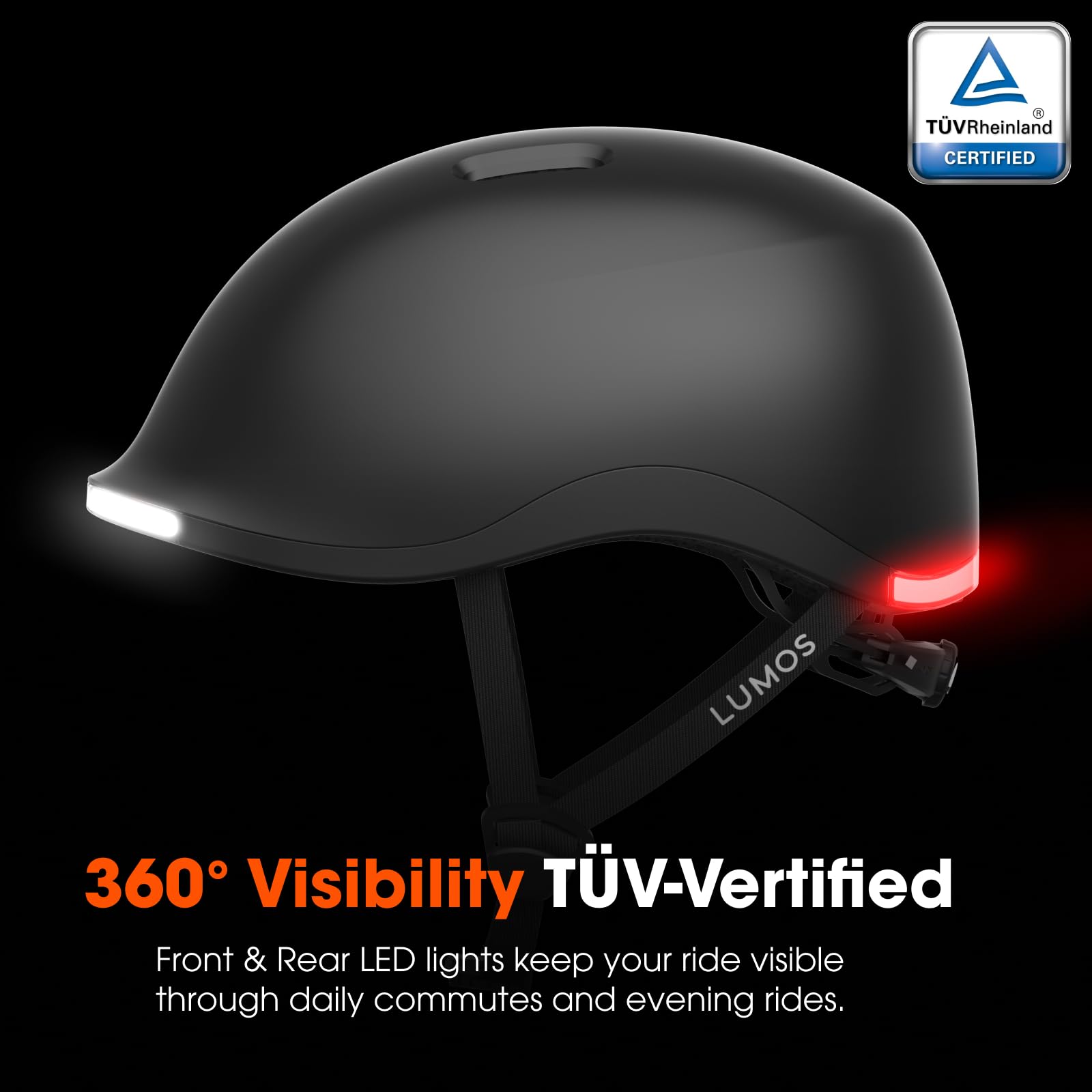 Lumos Nyxel Smart Bike Helmet, Customizable Front and Back LED Lights with Turn Signals, 360° Visibility App Controlled Comfortable & Lightweight Skateboard Urban Helmet for Adults, Men Women