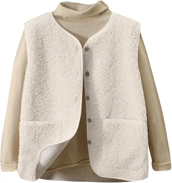 Gilet sans manche mouton chauffant femme hiver mode grande taille