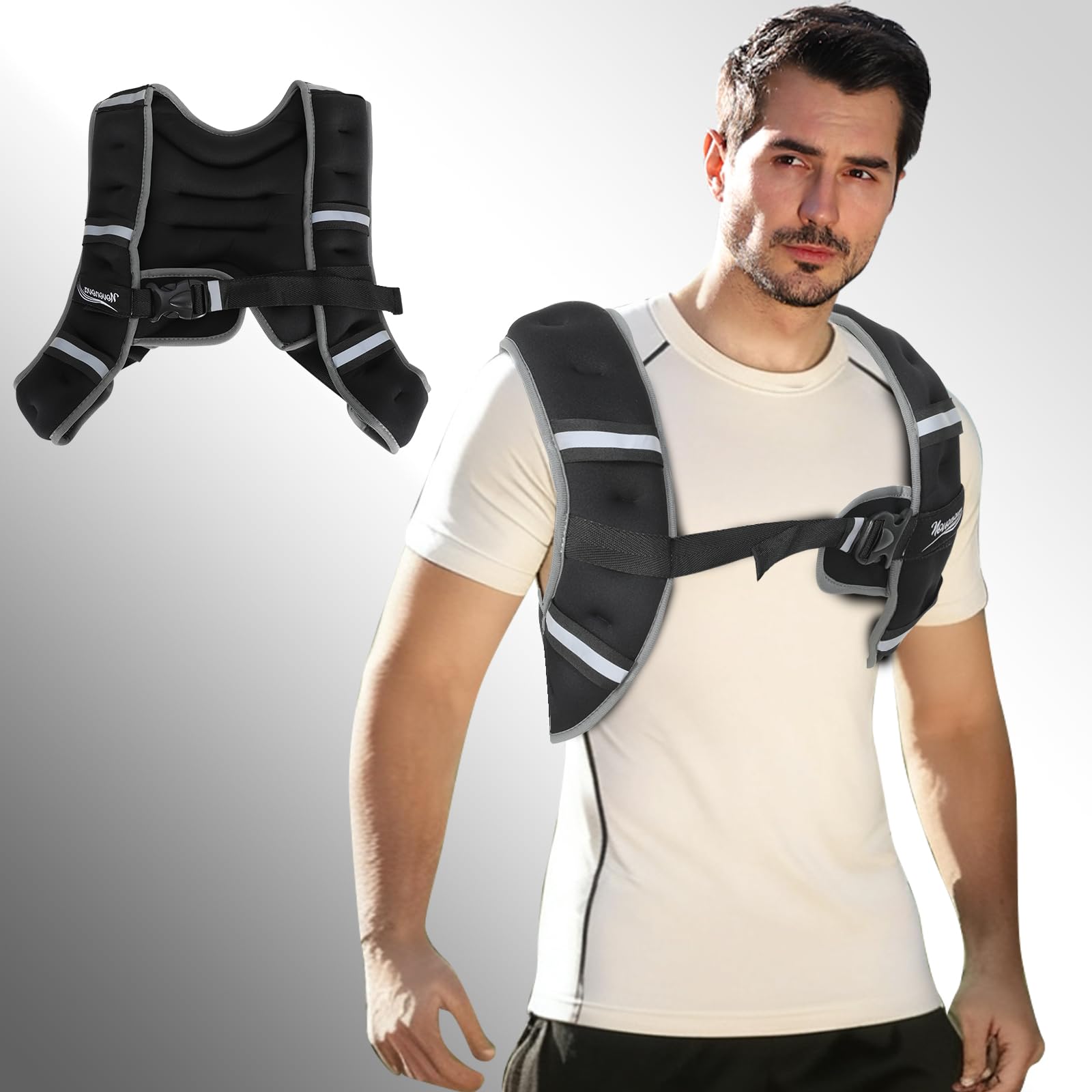 Gilet Lesté avec Bordures Réfléchissantes, Gilet Leste Équipement de Sécurité Sportive Sangles Ajustables Ergonomique, Veste Lestée Résistant, Gilet Poids Musculation 3/5/8/12KG