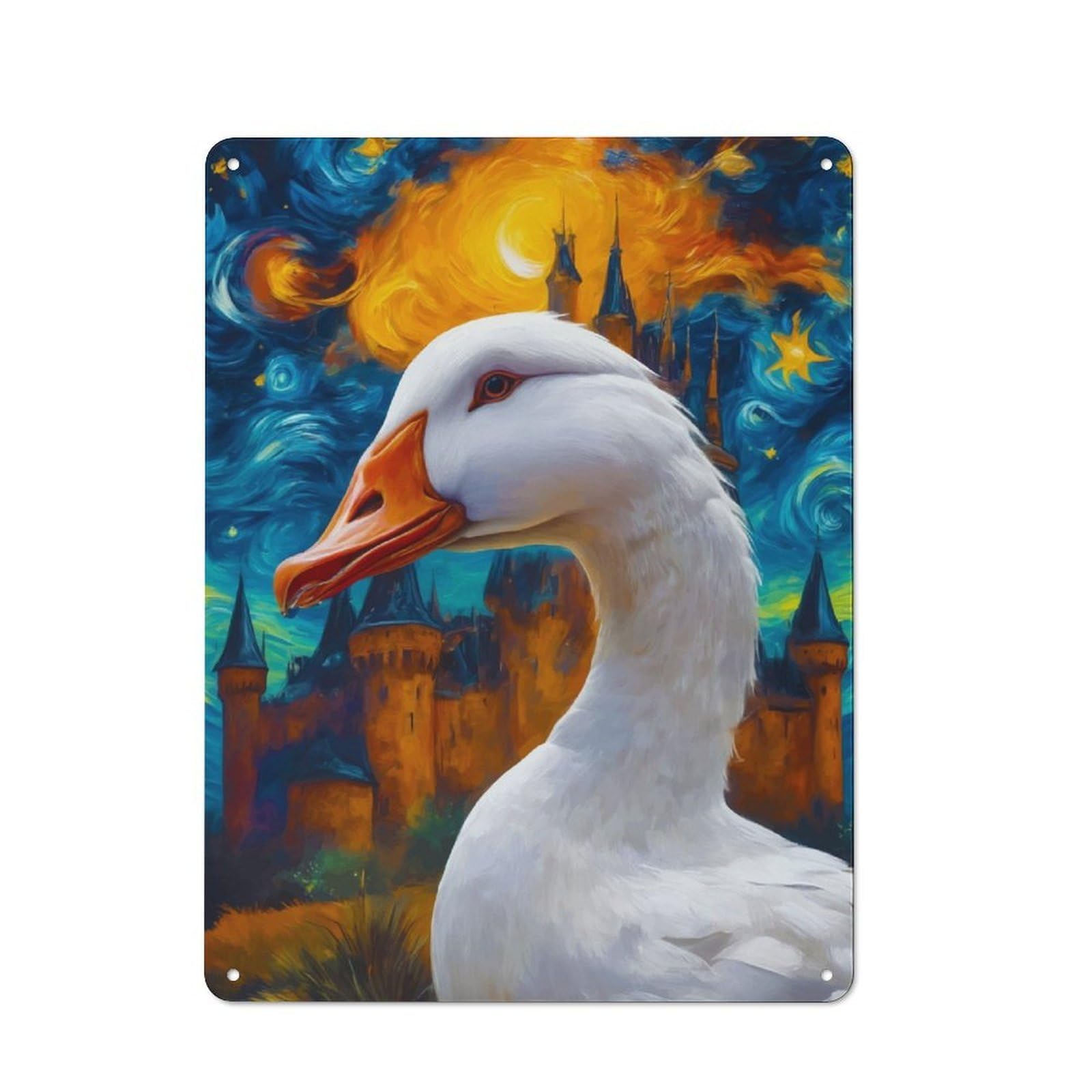 Junmoney The Castle Night Duck Metal Wall Sign 40X30cm Featuring For Living Room Wall, A Decorative Gift For A Newly Furnished Living Room