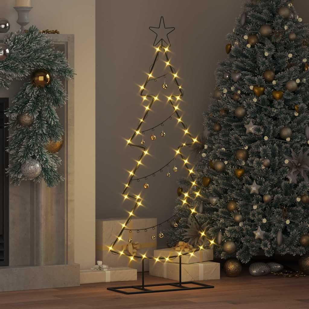 Albero Di Natale In Metallo Nero 125 Cm | Design Minimalista, Per Interno O Esterno Riparato, Base In Acciaio, Elegante Centro Moderno