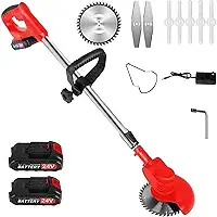 K Nakasaki Cortador de escova multiuso Cortadores de erva daninha comedor de erva daninha sem fio | 3 tipos de lâminas | Cortador de grama elétrico 24v | Jardim de gramado | Poda e