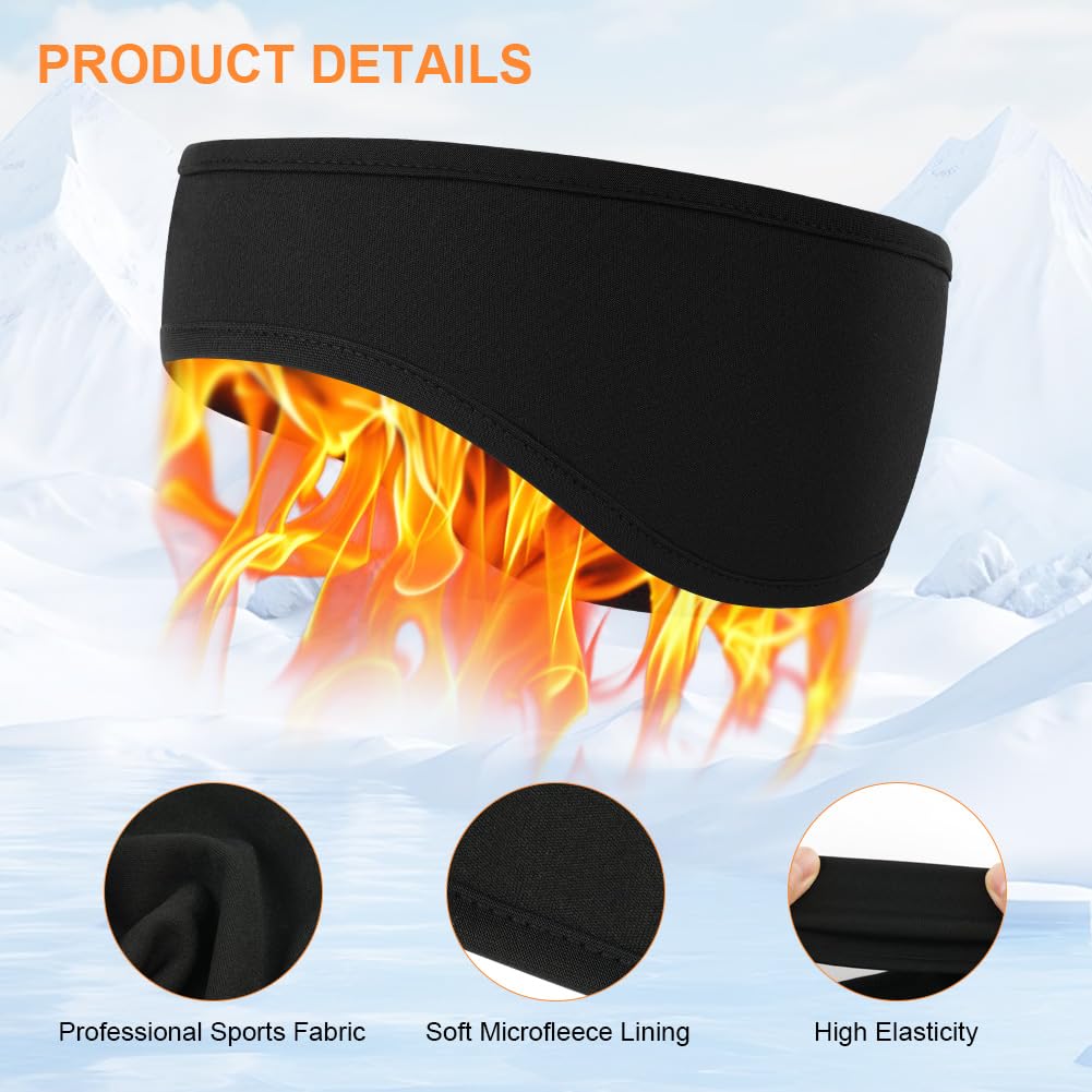 Flintronic Fascia Sportiva Invernale per Donna e Uomo, 2 Pezzi Fascia per Capelli Invernale, Fascia Paraorecchie In Pile, Fascia Capelli Invernale Sportiva per Corsa, Escursionismo, Ciclismo, Yoga