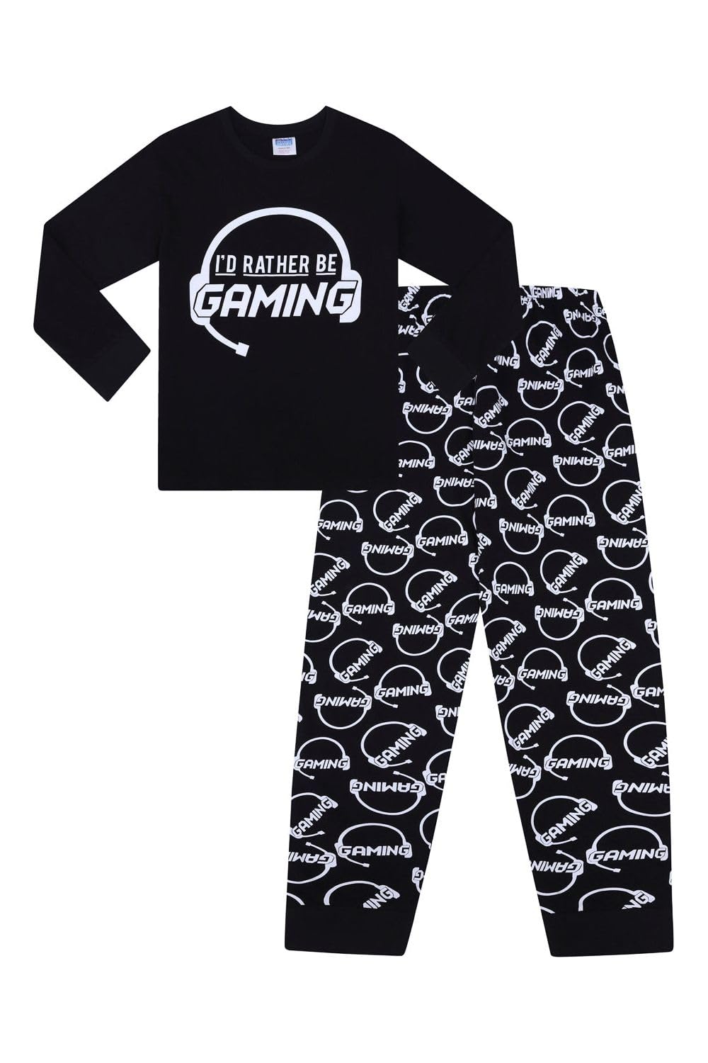 Sponsored Ad – Boys I'd Rather Be Gaming Black White Long Pyjama Set
