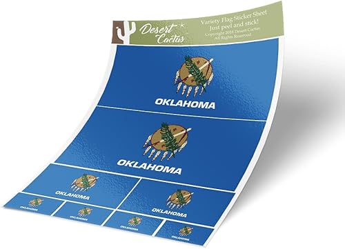 Calcomanías de la bandera del estado de Oklahoma paquete de 8 unidades en total con logotipo para niños álbum de recortes vinilo para ventana de