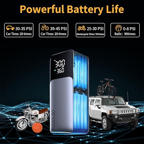 Miniatura 3 de Infladores de neumáticos inalámbricos, 150 Psi y 6000 mAh, compresor de aire portátil con pantalla LCD y luz LED, bomba de aire para neumáticos de
