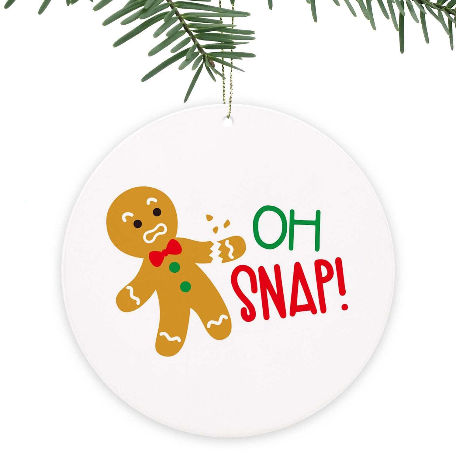 MEVRA Gingerbread Funny Christmas Ornament,Oh Snap,Tree Decorations,Xmas Halloween Decor, for Friends,Family