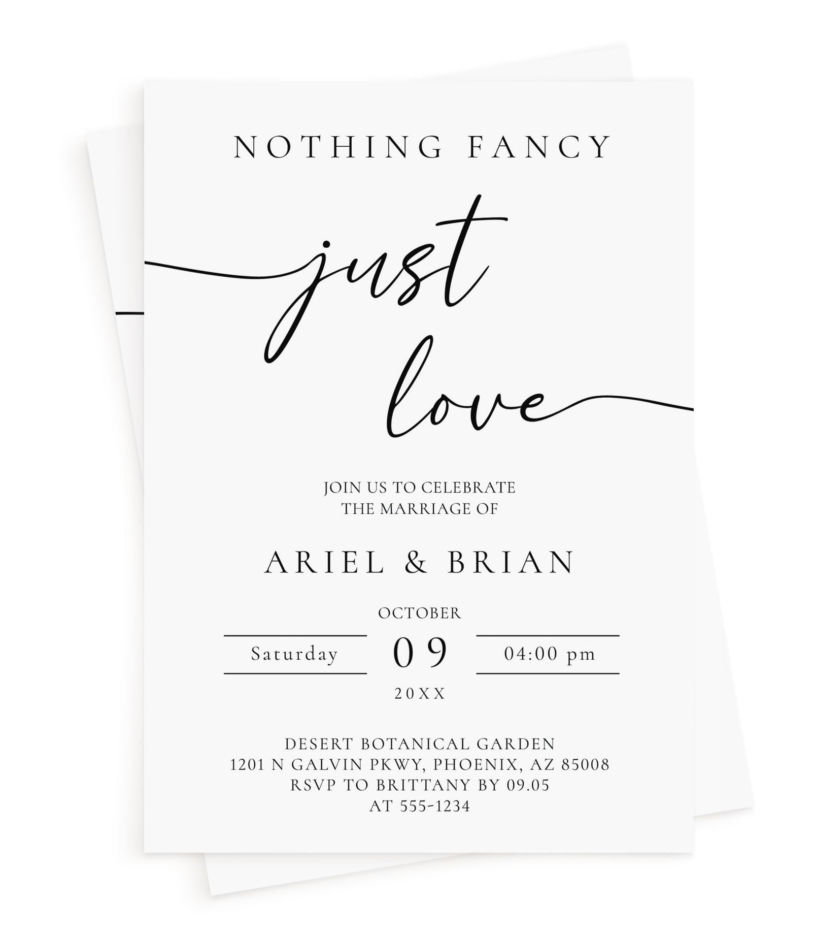 All Ewired Up Wedding Invitations and Envelopes, Nothing Fancy, Just Love, Personalized Large 5X7, Minimalist, Elopement Reception Invite, Modern Reception
