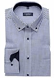 eterna Hemd Comfort Fit Button-Down-Kragen Patch 4176/19 E144, Blau Weiß, 44