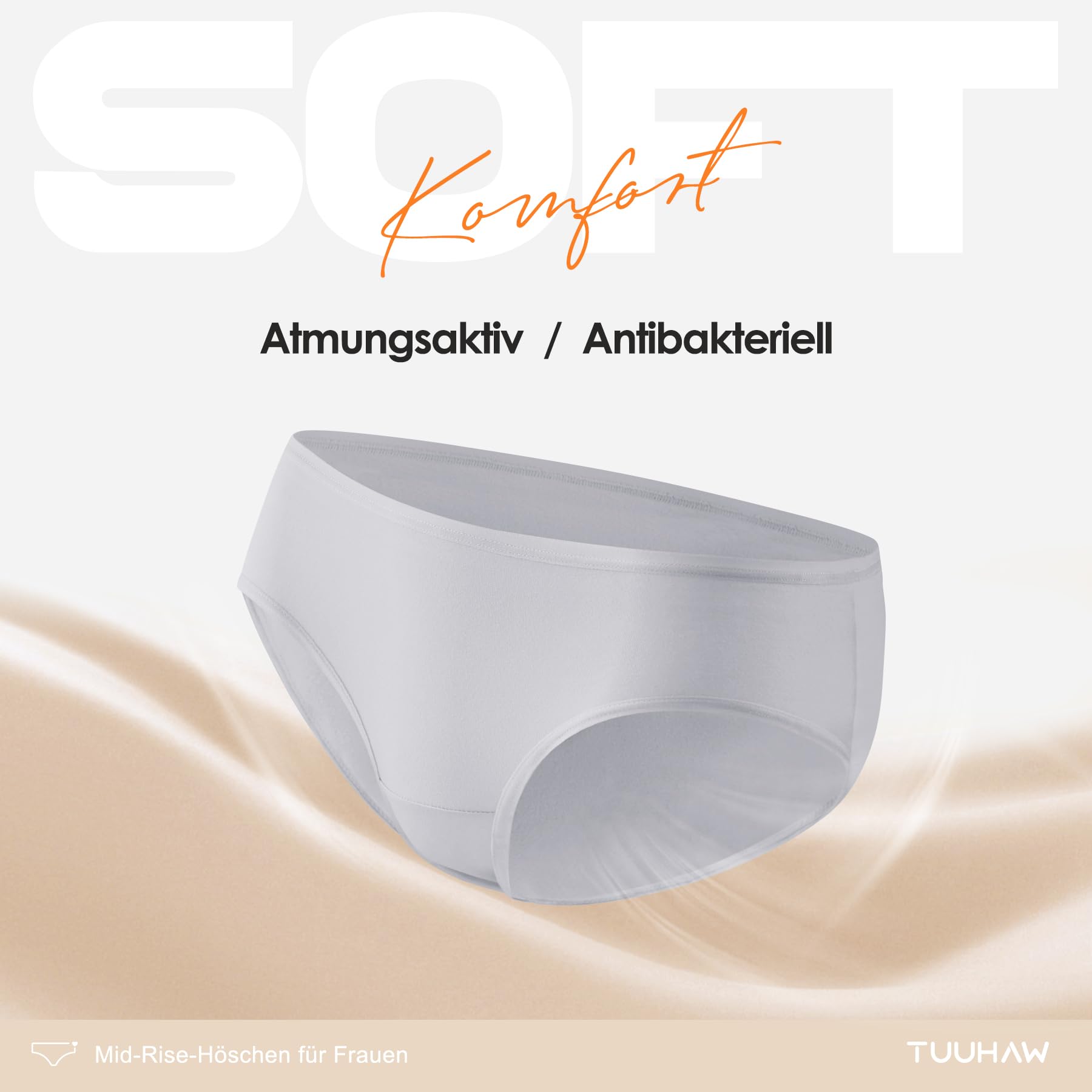 TUUHAW Mutande da Donna Midi Vita in Cotone Elasticizzato Pacco da 6