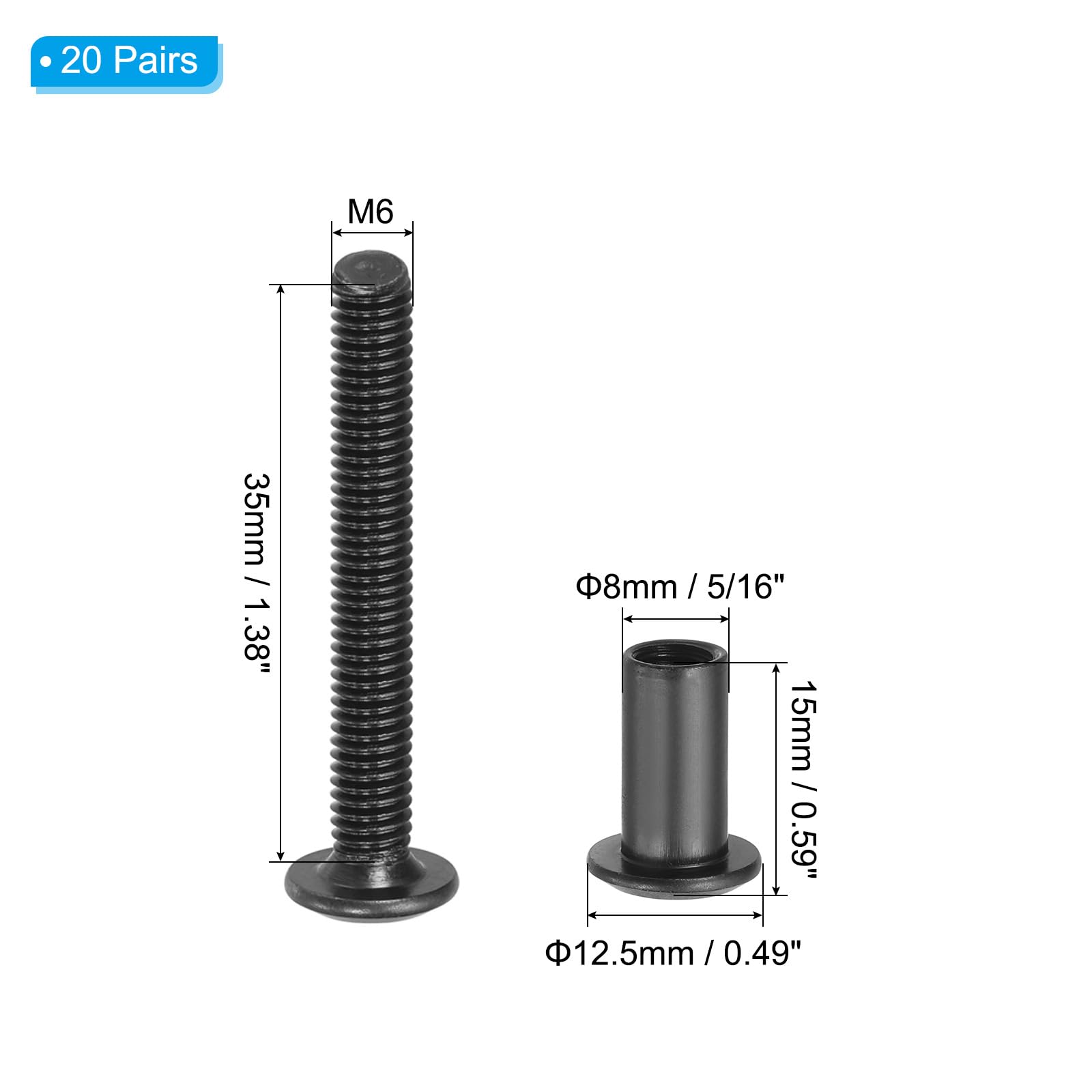 PATIKIL M6 x 35 mm Hex Chicago Screws - Image 2
