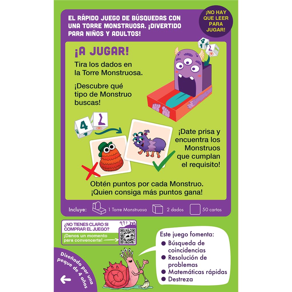 Exploding Kittens Monster Match, Gioco di Carte per bambini a partire da 4 anni, Cerca la Carta che soddisfi il requisito, Da 2 a 6 Giocatori, 10 Minuti per partita, Spagnolo