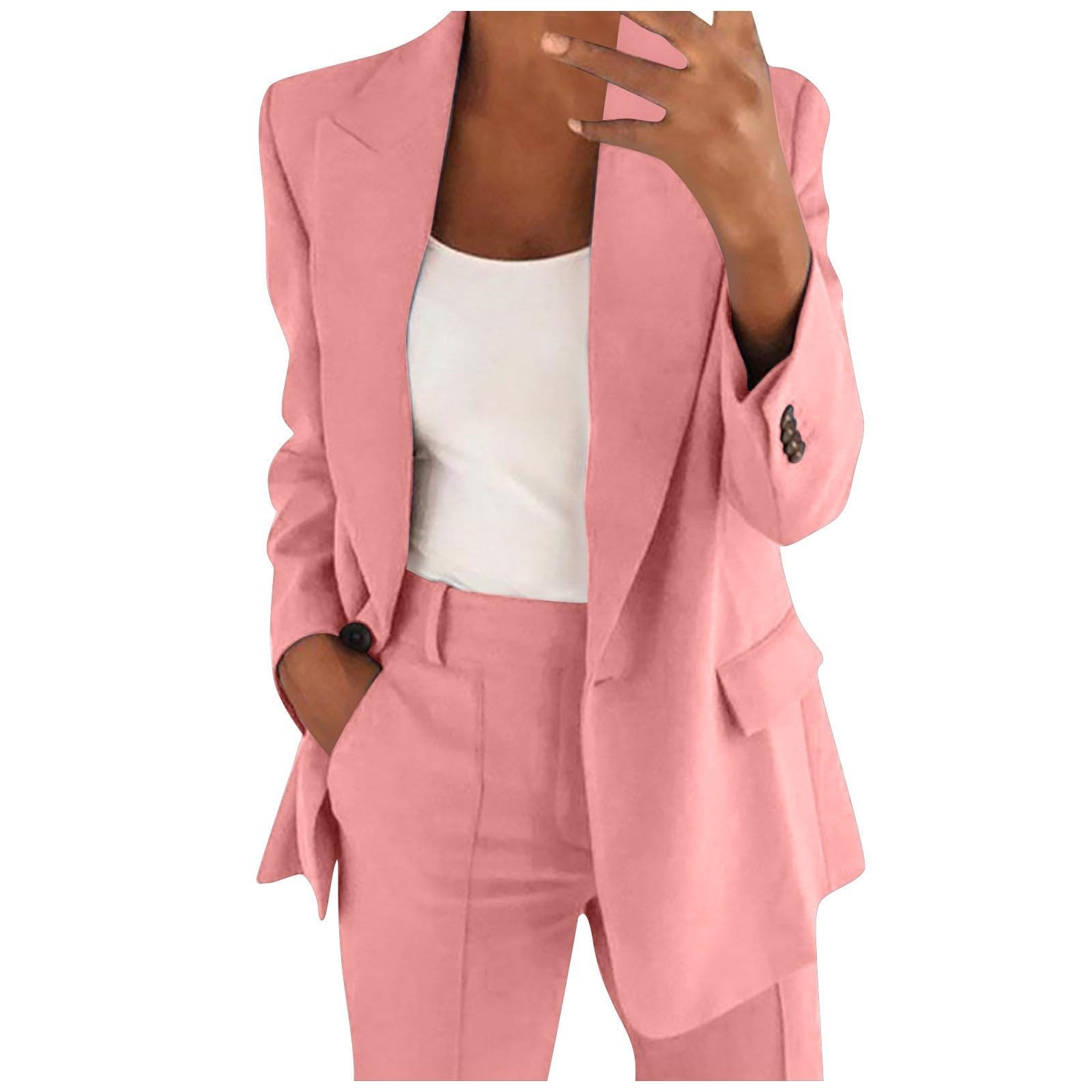 Generisch Blazer Damen Elegant Mantel Einfarbig Jackett Büro Arbeit Jacken