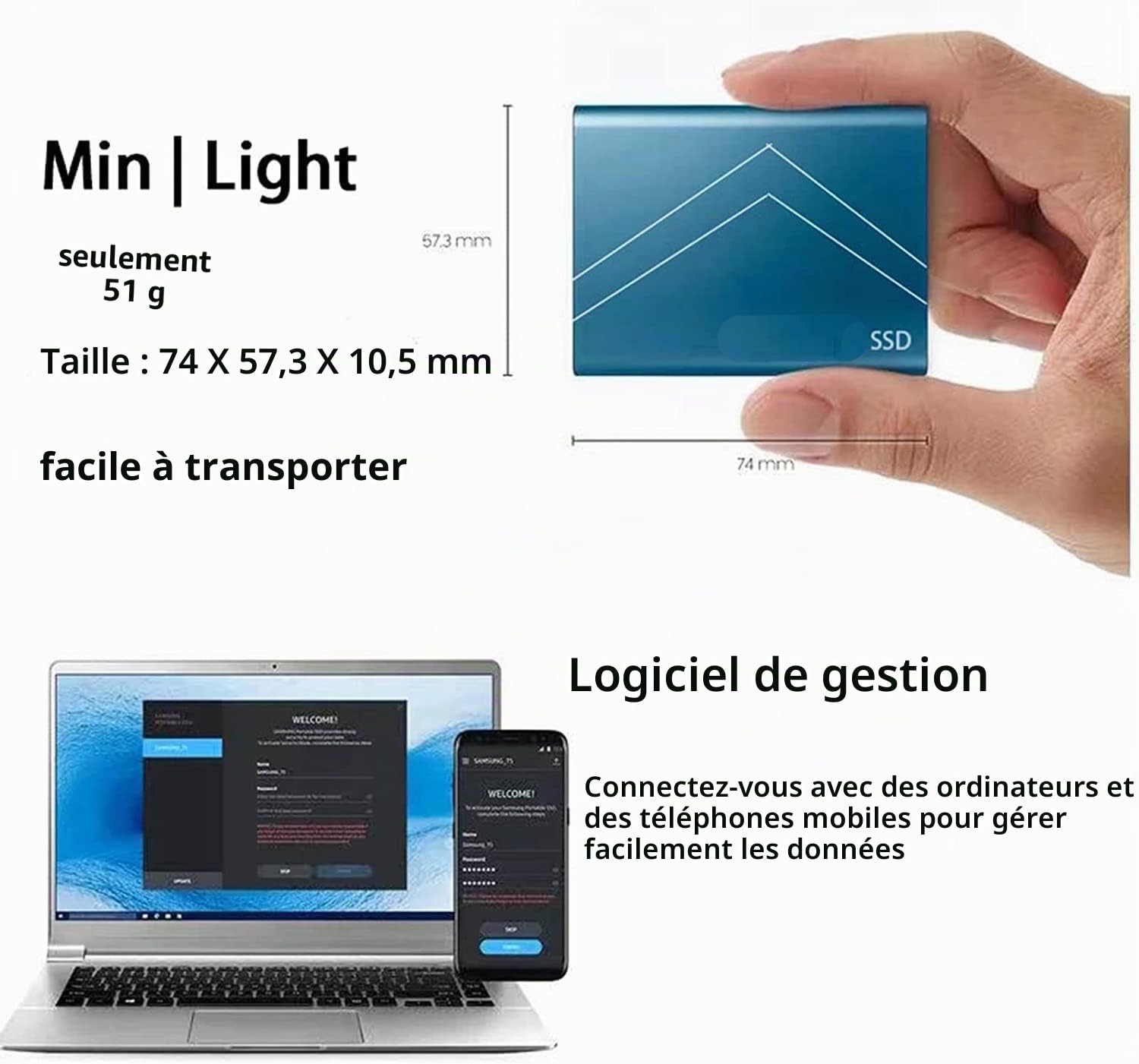 SSD Externe 1 TB 2 TB 4 TB 6 TB 8 TB Type-C Solid State Drive USB 3,1 540 m/s Disque Dur Externe pour Windows 10, 8, 7, Vista, XP/Mac OS 10.4, Linux, Android