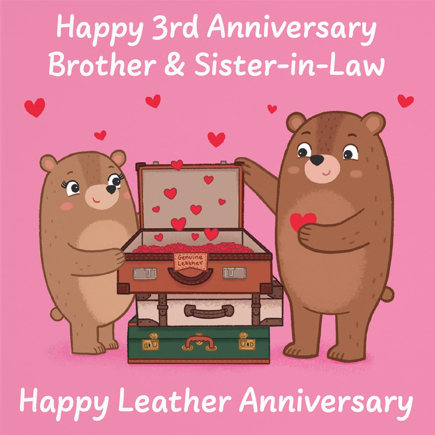 Hunts England, Brother And Sister In Law 3rd Anniversary Card, Leather Anniversary, Third Anniversary, 3 Years - Image 2