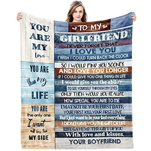 Gifts for Girlfriend to My Girlfriend Blanket Anniversary Birthday Gifts for her Best Birthday Gifts for Girlfriend from Boyfriend I Love You Gifts Ultra-Soft Micro Fleece Luxury Blanket 60 x50 