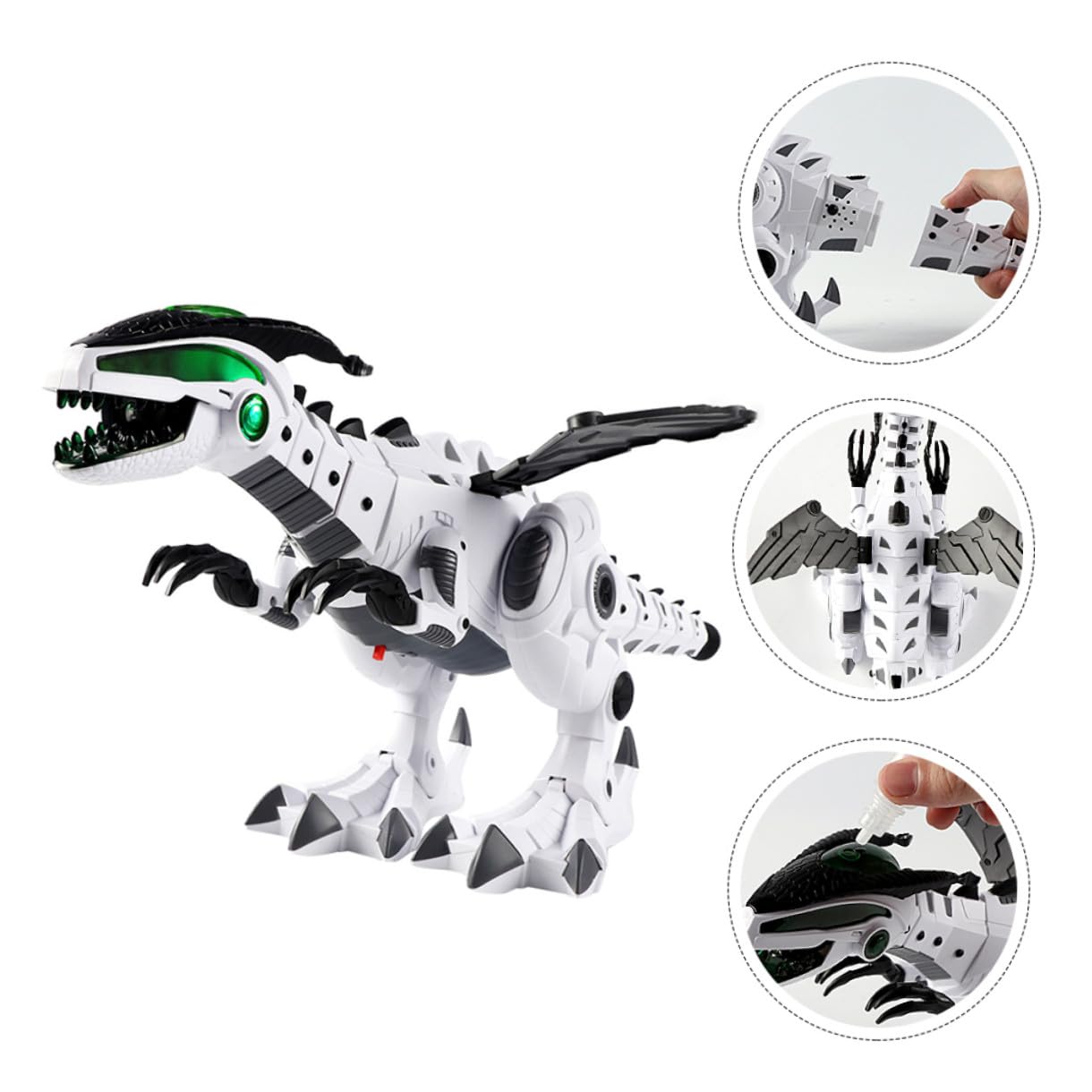 BESPORTBLE Juguete Eléctrico de Dinosaurio Blanco Pulverización y Control