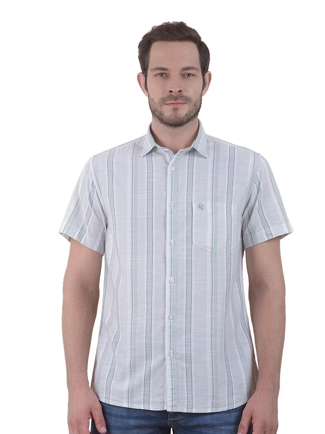 Men's Slim Fit Pure Cotton Striped Shirt Half Sleeve Spread Collar Casual Shirt Soft & Comfortable|Office-image-18