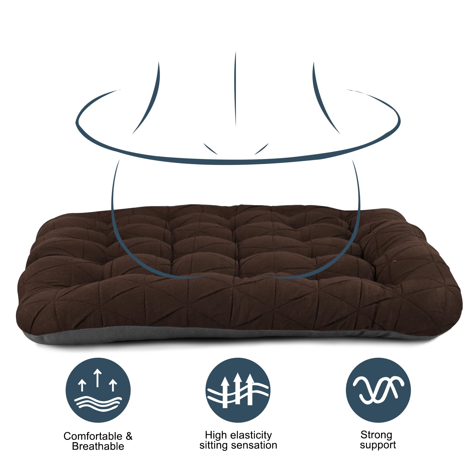 BUYUE Good Support - Cojín para silla de oficina, jacquard de lujo con cojín de asiento de silicona antideslizante, acolchado para escritorio de computadora, silla de cocina (1 unidad, marrón)