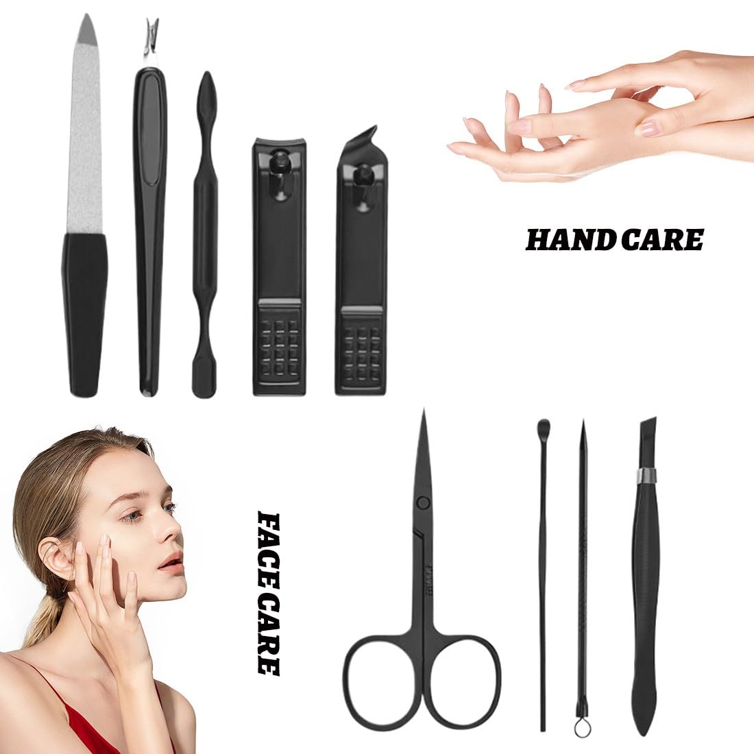 Kit Manucre Pedicure, 9pcs Ensemble de Coupe-Ongles Professionnel, Coupe-Cuticule en Acier Inoxydable, Kit de Manucure de Pédicure avec Boîte de Voyage et Maison Exquise