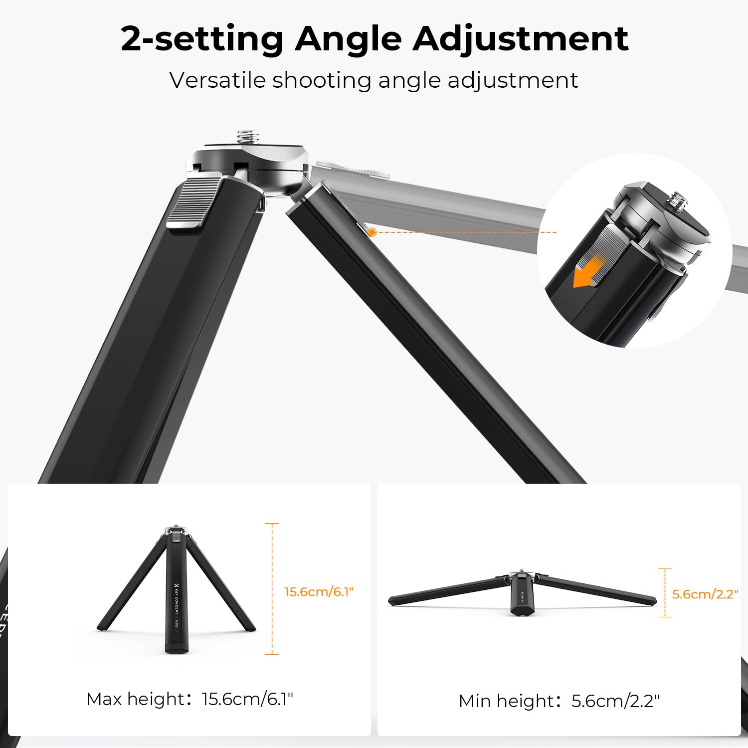 Mini Trépied K&F Concept Aluminium - Avec Télécommande Bluetooth Et Support Smartphone, Charge 20kg, Pliable