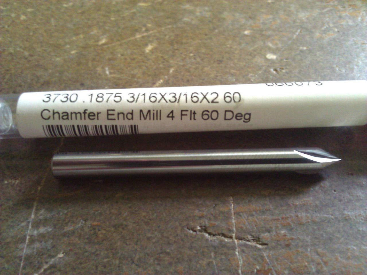 3/16" 4 Flute 60 Degree Carbide Chamfer Mill