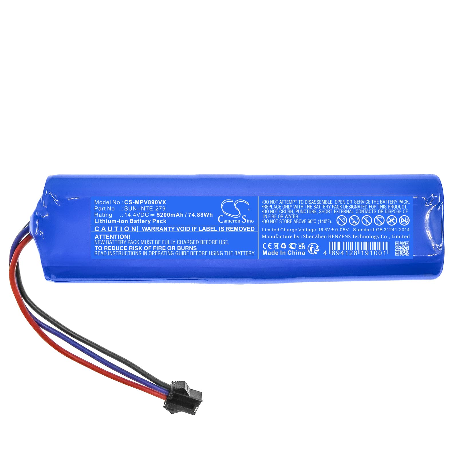 Batteria di ricambio per Mamibot eXVAC 890, Garlyn SR-800 Max PN: Mamibot SUN-INTE-279