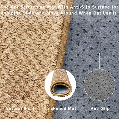 Luyinn Cat Scratching Mat, Natural Sisal Scratching Pad, Anti-Slip Cat Scratch Rug Sleeping Carpet For Cat Grinding Claws & Protecting Furniture（23.6X15.8Inchs） #TOP1