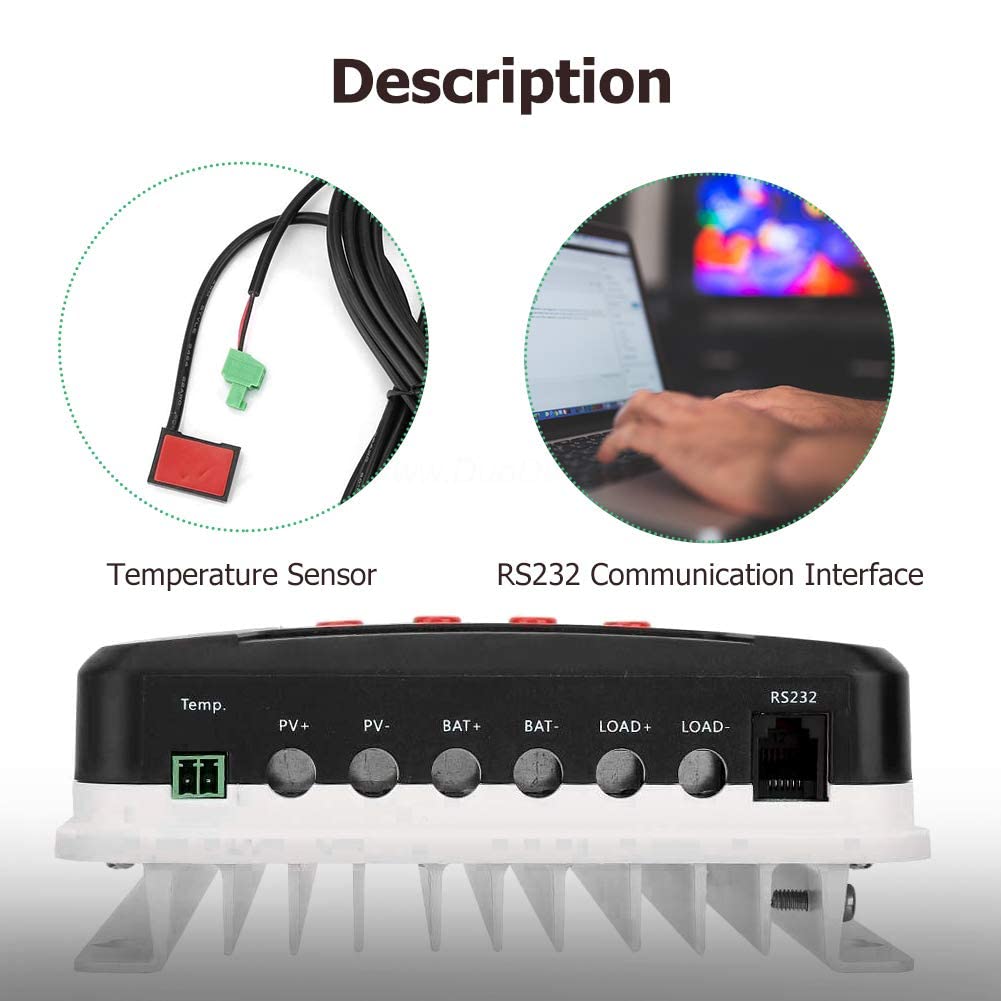 SolaMr 20A MPPT Régulateur de Charge Solaire 12V/24V Contrôleur de Charge de Solaire avec Écran LCD avec 12V/24V Identification Automatique de la Tension du Système - ML2420A