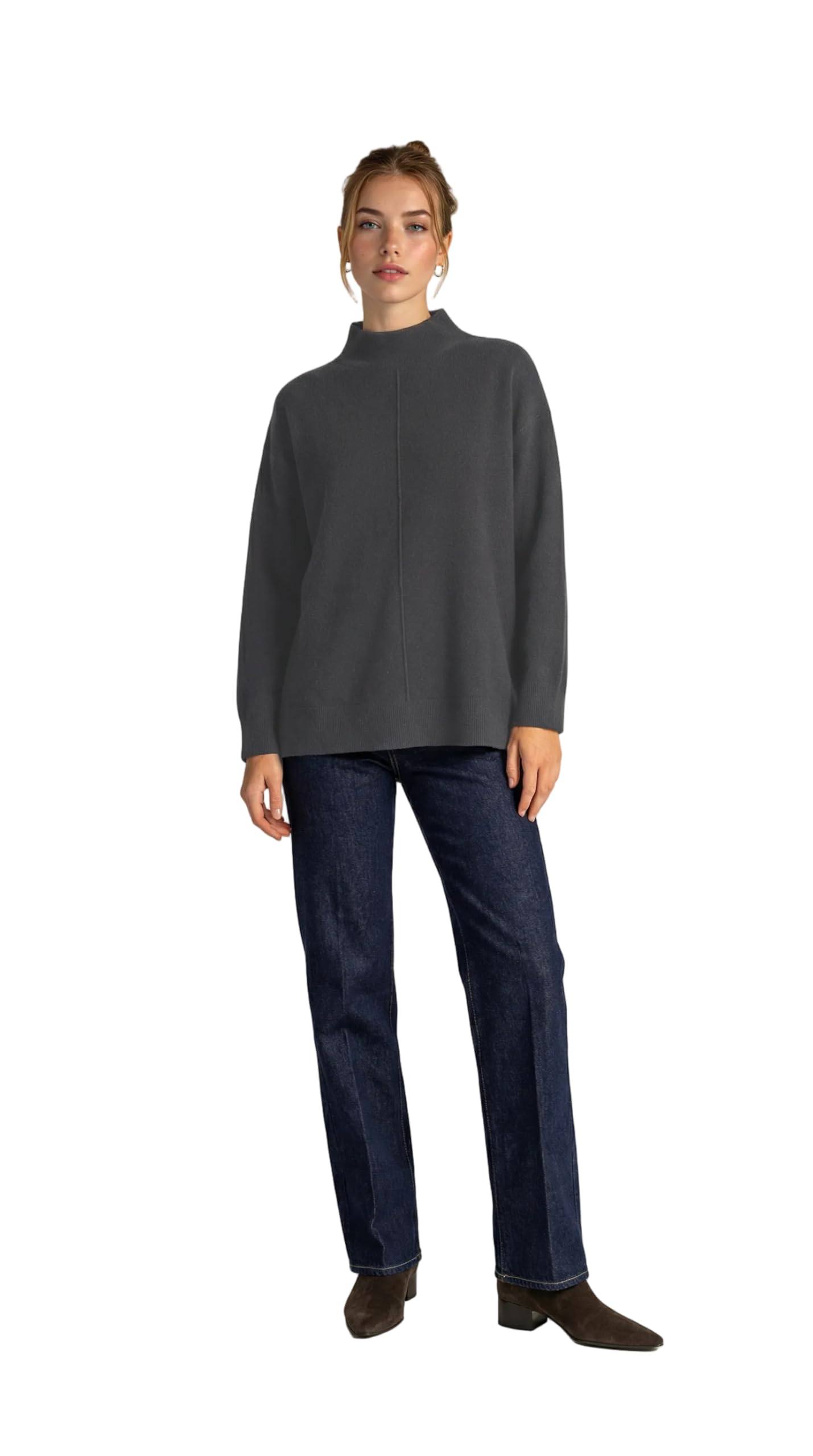 Photo 1 of NAADAM Women's 100% Cashmere Mockneck Tunic, Black, L