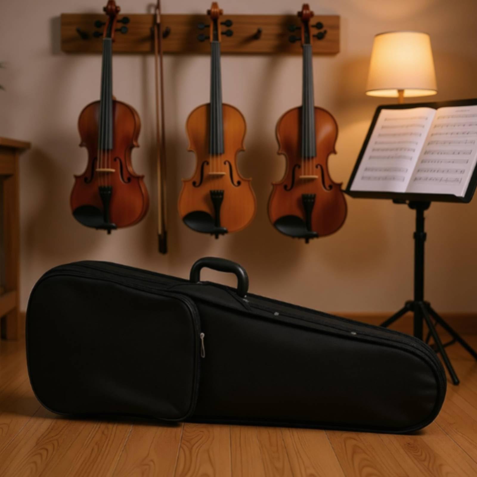 Estuche Rígido Violín Portátil Estuche Violín Tamaño Completo Liviano para Estudiantes, Viajes