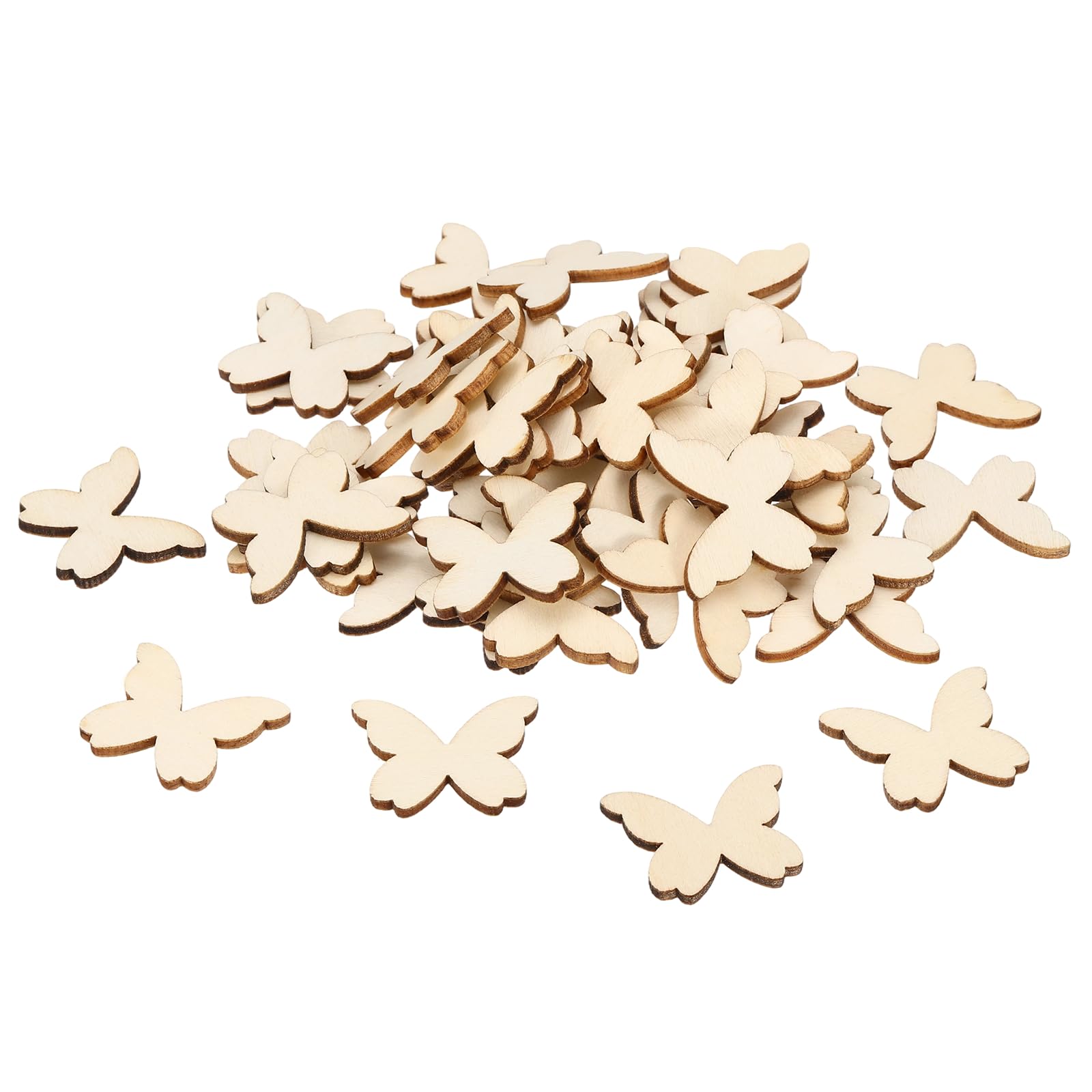 sourcing map 100 Pcs Wooden Butterflies for Crafts, 1.2"x0.9" Wooden Butterfly Cutouts Unfinished Wood Blank Slices for DIY Crafts Painting Engraving Door Hanger Sign Birthday Home Spring Decor