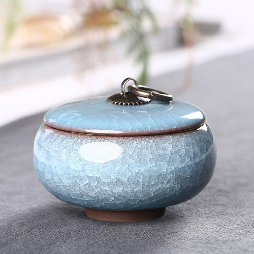 Juego De Té Lata de té con glaseado de Grietas de Hielo, Lata de té de Arena púrpura de cerámica, Mini Lata de Almacenamiento de té, Lata de té a Prueba de Humedad Tarro para Guardar Té(B)