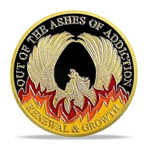 Flame Phoenix Sobriety Coin Out of The Ashes of Addiction Renewal and Growth Recovery Gifts
