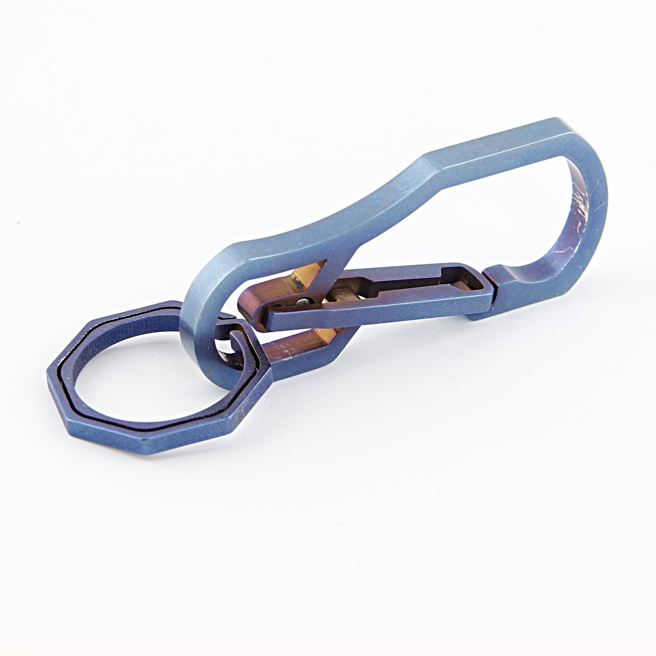 Titane Multi Outils Porte-clé Crochet EDC Outil Max-Bearing 50 kg Porte-clés pour randonnée, camping, extérieur (Bleu)