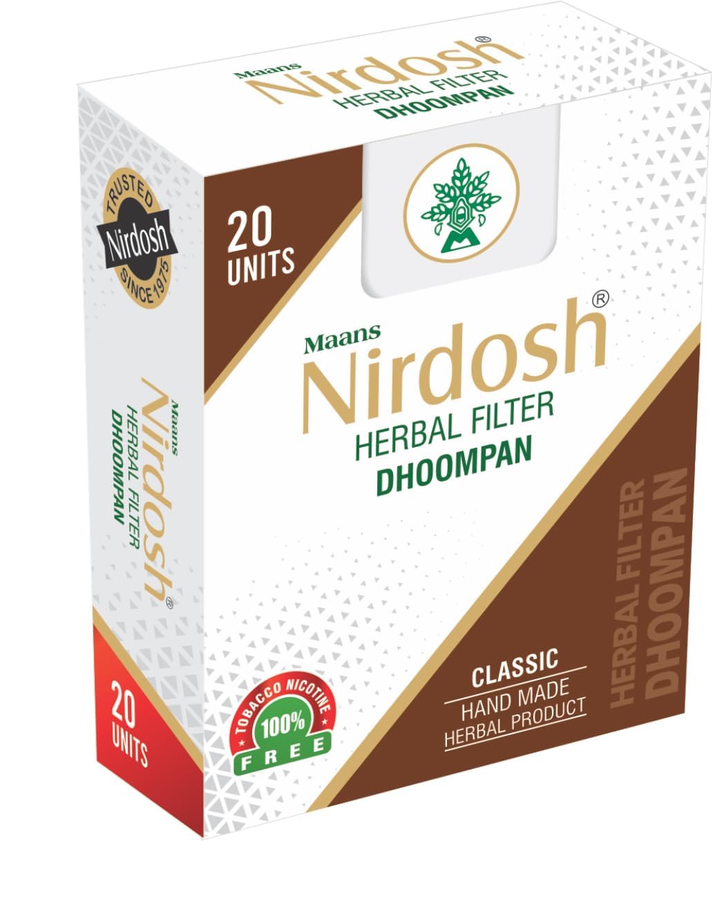 Nirdosh Herbal Cigarette (20 pcs), 100% Tobacco Free & Nicotine Free with Classic Flavour, Natural Smoking Alternative for Relieving Stress & Mood Enhancer Product for Smokers, Herbal Filter Dhoompan-image-45