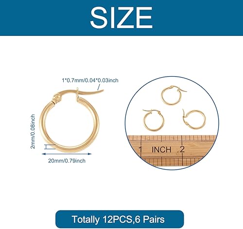 Miniatura 2 de Beadthoven - Aretes de aro redondos de acero inoxidable para mujer, aretes de aro pequeños para hacer joyas y manualidades