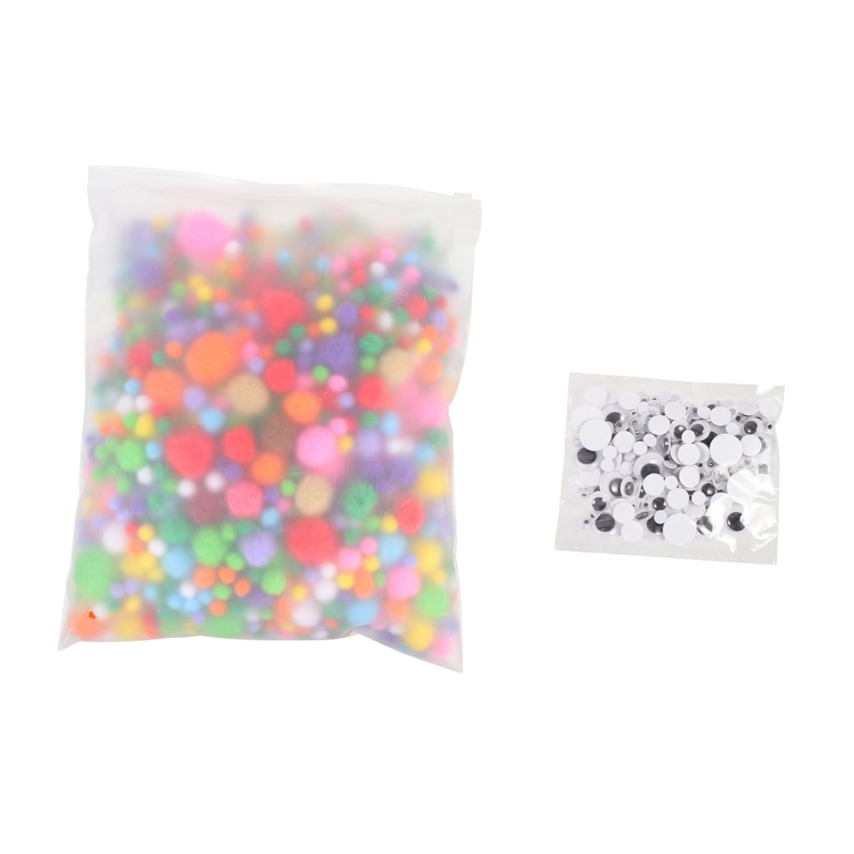 Beatifufu Boys and Girls Toy Pom Poms Eyeball Stickers 1 Set of Wool Balls Self-Adhesive Safety Eyes for Crafts