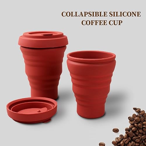 Miniatura 8 de Taza de café de viaje, taza plegable, vaso aislado, batido con tapa, silicona reutilizable para llevar, plegable, de silicona, plegable, agua fría y