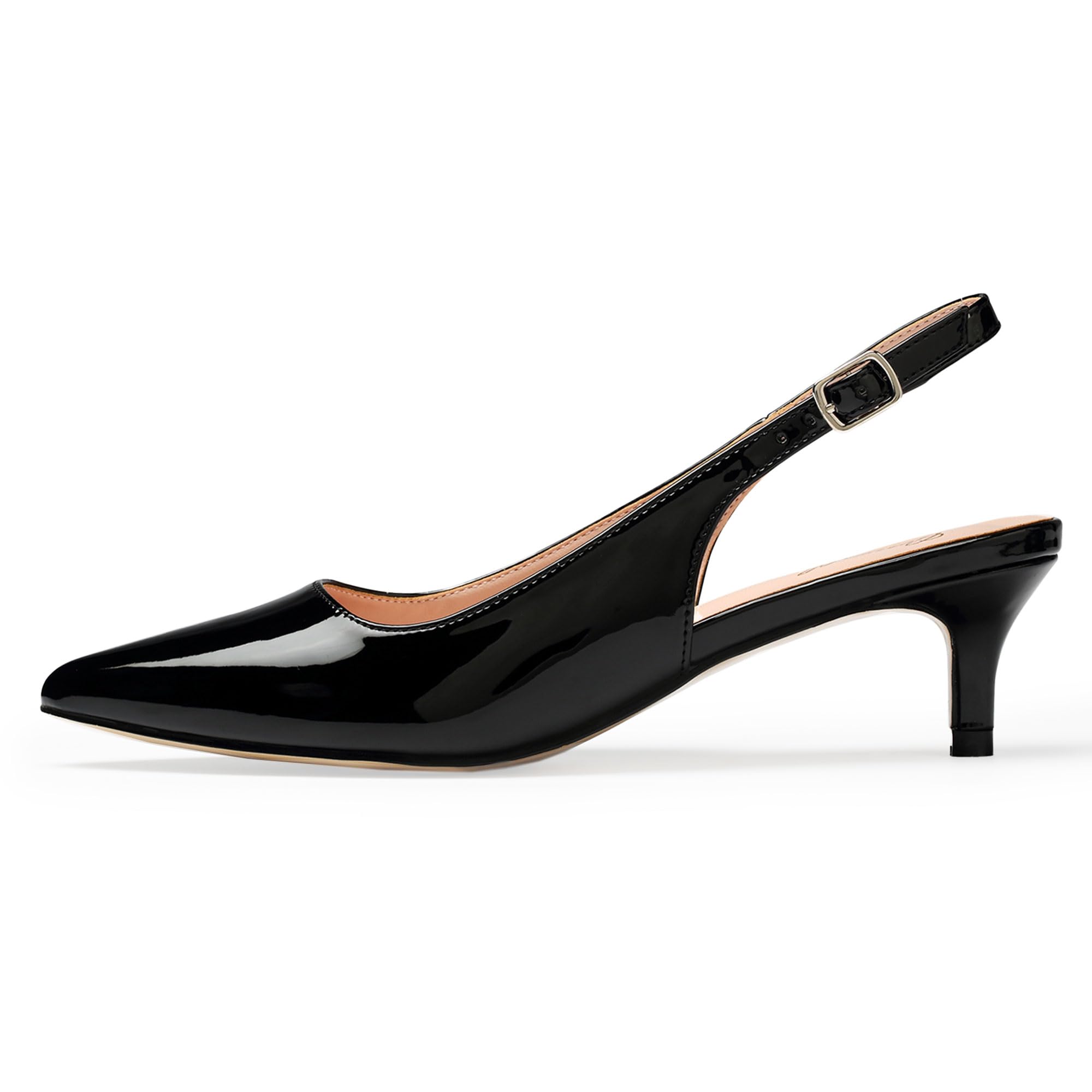 GENSHUO Women's Kitten Heels Closed Toe Slingback Pumps