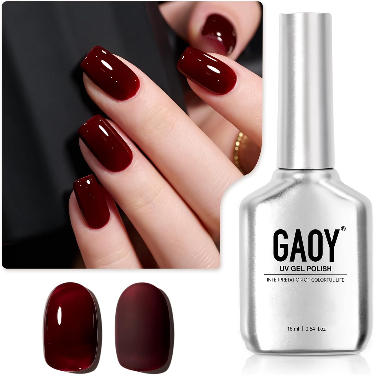 Dark Red Gel Nail Polish, 16ml Soak Off Gel Polish, UV Light Cure for Nail Art DIY Manicure at Home, 2387 Alluring Wine